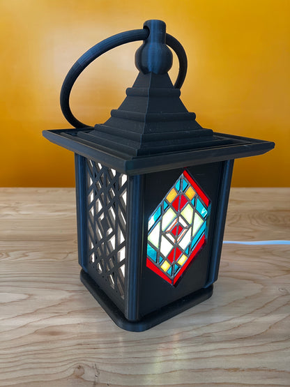 Chinese Electric Lantern with Stained Glass