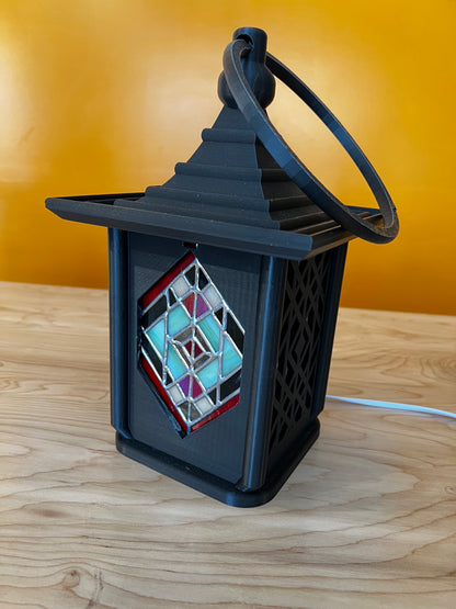 Chinese Electric Lantern with Stained Glass