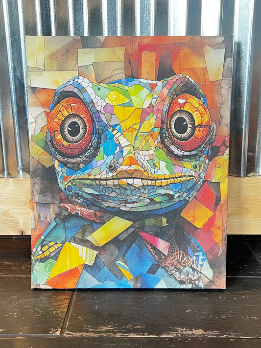 Mosaic Chameleon Canvas Print 16x20