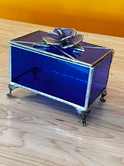 Blue Trinket Box with Rose