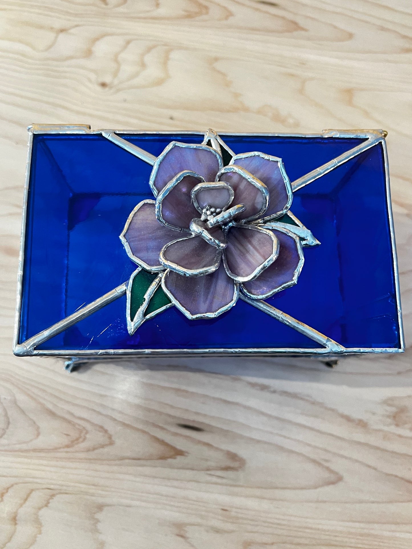 Blue Trinket Box with Rose