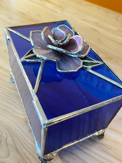 Blue Trinket Box with Rose