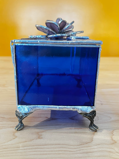 Blue Trinket Box with Rose