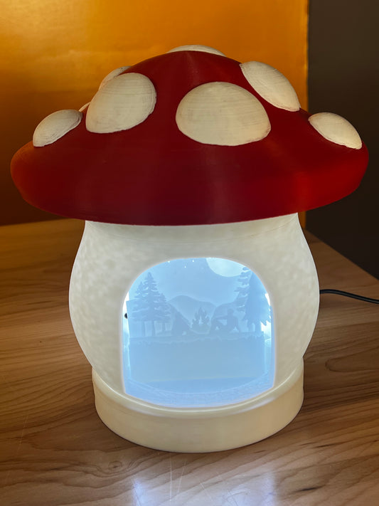 Mushroom with Camping Scene Lamp