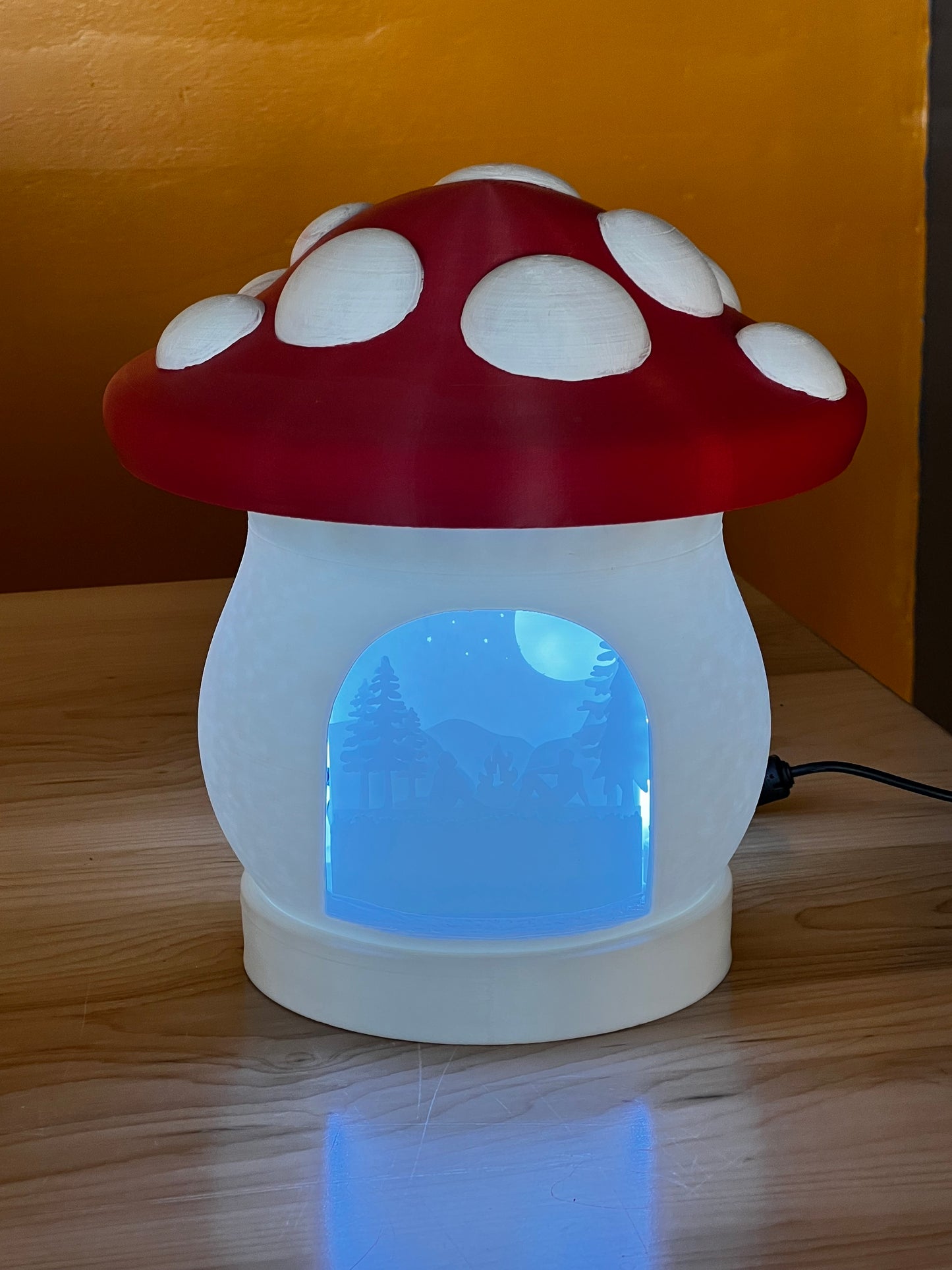 Mushroom with Camping Scene Lamp